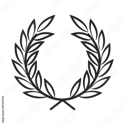 Classic black laurel wreath symbol representing victory achievement and honor on a white background