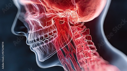 Toothache jaw pain with highlighted dental structure, medical health issue illustration for education, research, and design ads