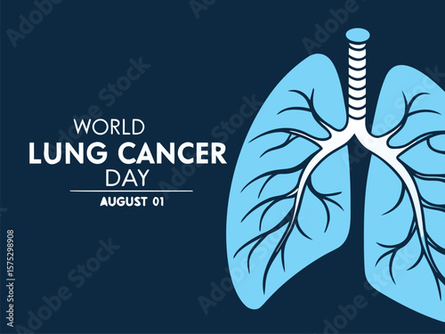 World Lung Cancer Day Awareness Poster with Lung Anatomy and Global Map