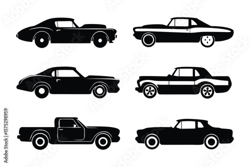 Classic Car Silhouettes: A collection of classic car silhouettes showcasing vintage automobiles, celebrating their timeless designs and iconic profiles.