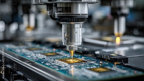 Silicon etching lab machine with detailed equipment view, semiconductor manufacturing technology concept for industry ads