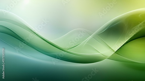 Abstract Green Wave: A calming display of flowing green waves. The design uses gradients and soft lines to invoke a sense of peace, making it an ideal choice for various design applications.