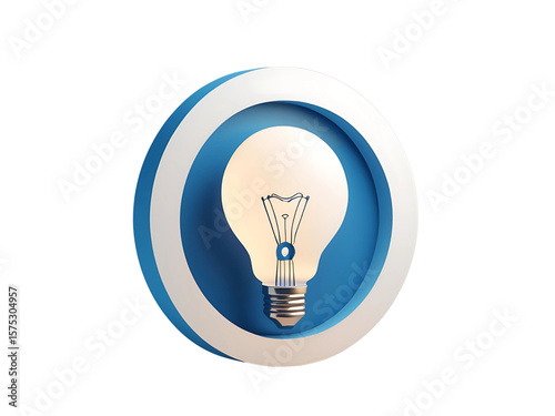 Brilliant Idea and Value Concept, 3D Icon of a Lightbulb with a Diamond Shaped Filament, AI Generated