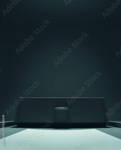 Monochromatic object presentation, against an isolated, darkened backdrop