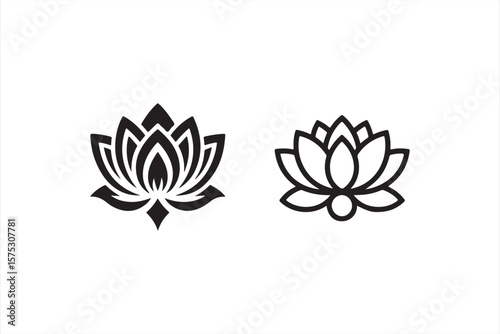 Elegant Black Lotus Flower Design with Intricate Petals and Abstract Details, Minimalist Aesthetic