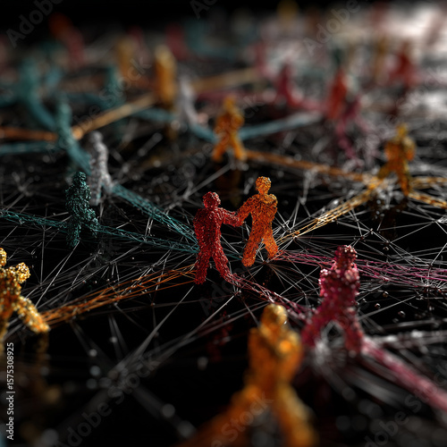 Colorful Human Network Connections Illustration