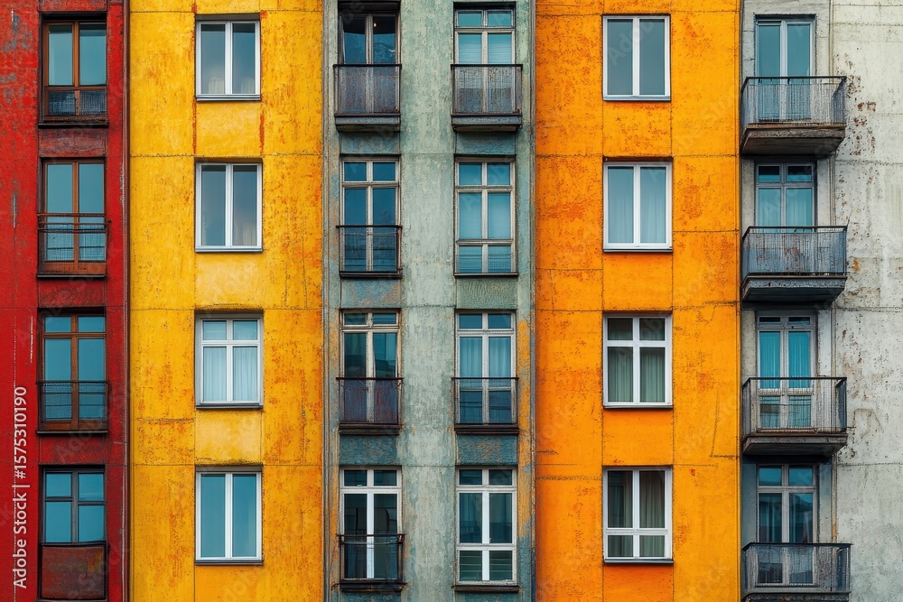 Obraz premium Vibrant architecture of residential building facades in Berlin showcasing colorful patterns and modern design, Residential building architecture facades in Berlin capital city of Germany