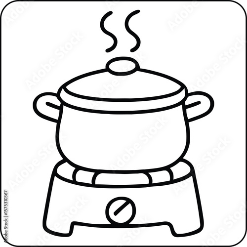 Camping Cooking Pot on Stove Coloring