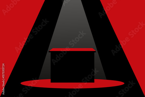 Black Podium Single Spotlight Vibrant Red