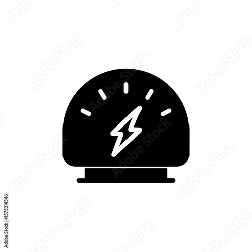 Electric Energy Meter Silhouette Icon — Power Measurement and Charging Indicator