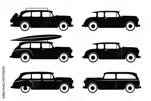 Classic Car Collection: A meticulously curated collection of classic cars silhouettes, each one radiating timeless charm and elegance.