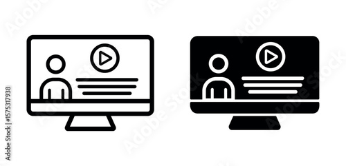 online meeting icon. computer online meeting.virtual online meeting icon png and vector illustration on transparent background