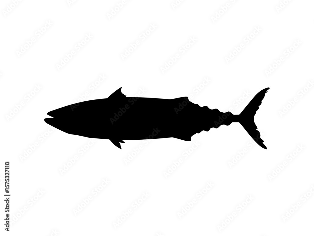 Obraz premium Mackerel fish silhouette vector flat illustration design. 