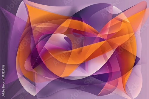 Abstract overlapping shapes in orange and pink tones. Digital art for vibrant design. Background image of 3D rendering artwork geometric shape with purple and orange. Technology innovation. AIG51.