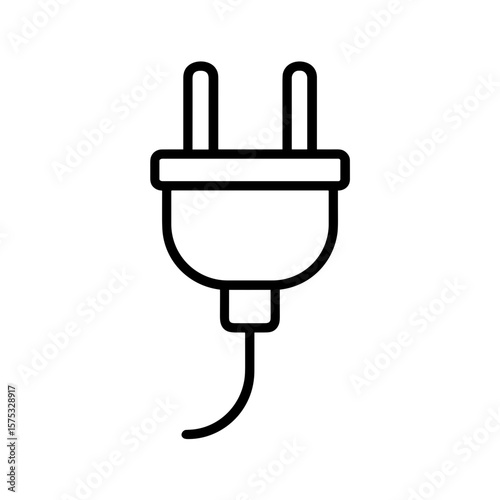 Electric Plug with Cable Outline Icon — Power Connection and Energy Supply
