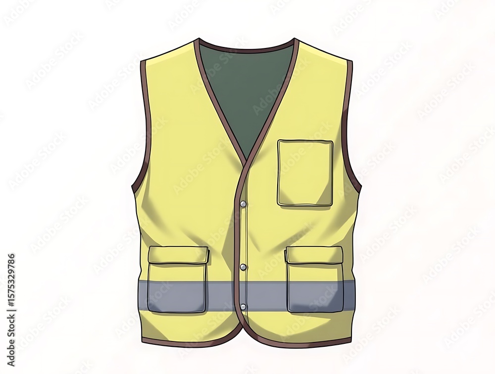 custom made wallpaper toronto digitalIllustration of a yellow safety vest with pockets and reflective stripes