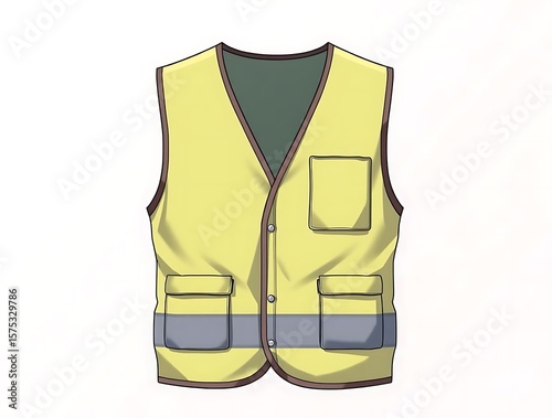 Wallpaper Mural Illustration of a yellow safety vest with pockets and reflective stripes Torontodigital.ca