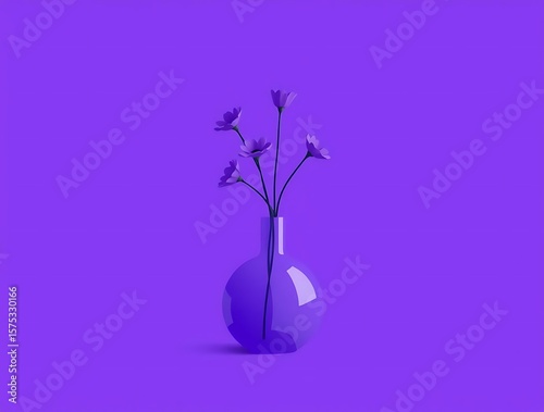 Wallpaper Mural Monochromatic purple arrangement of flowers in a rounded glass vase Torontodigital.ca