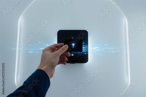 hand with key card, hand scanning card ,hand holding card