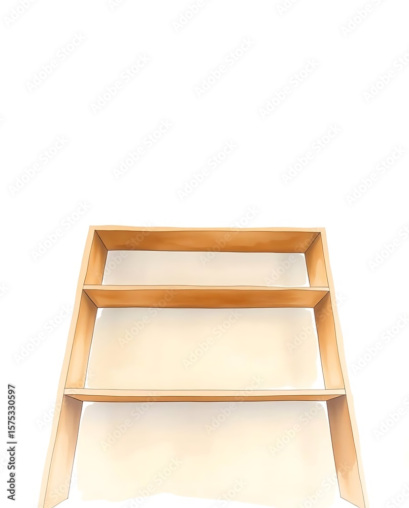custom made wallpaper toronto digitalSimple and Minimalist Wooden Shelf with Three Levels on White Background