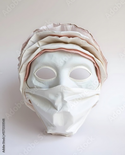 Wallpaper Mural Sculptural mask with layered fabrics, expressionless visage aesthetic Torontodigital.ca