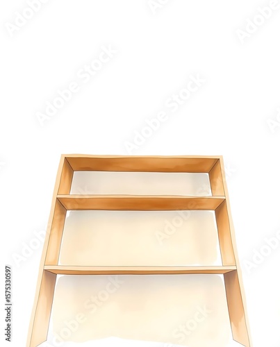 Wallpaper Mural Simple and Minimalist Wooden Shelf with Three Levels on White Background Torontodigital.ca