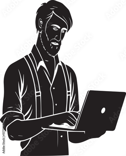 man using the laptop.