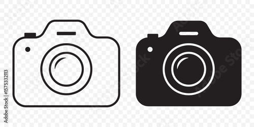 Camera icon set. photo camera in flat style symbol. photography camera line art signs, vector illustration on Transparent Background. EPS 10.