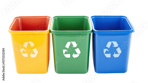 Recycling rubbish bin with color-coded compartments, background isolated on a Transparent background, PNG file.