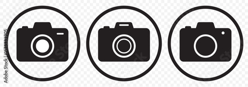 Photo camera icons set. Photography symbol. Photographing sign. Isolated vector illustration on Transparent background. EPS 10.