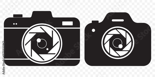 Outline Filled Vector Sign ofvs - camera vector icon . isolated transparent . photo camera sign . black outline and filled version on Transparent Background. EPS 10.