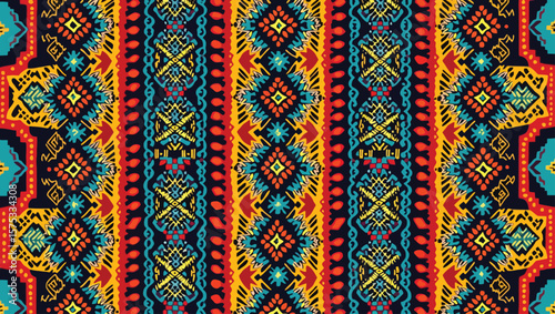 Traditional Yakan Filipino Textile – Vibrant Geometric Weave with Cultural Motifs & Colorful Ethnic Pattern