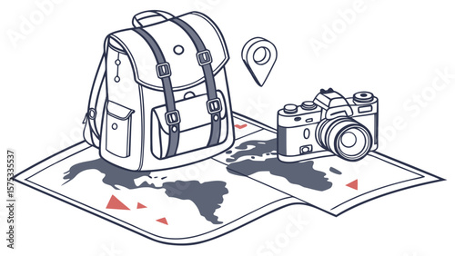 Plan your next adventure with travel backpack camera and world map for unforgettable experiences and memories