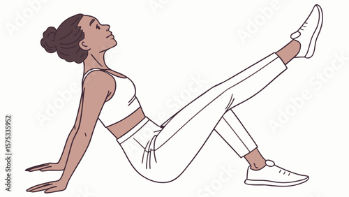 Woman doing leg raises fitness workout exercise routine at home for strength and core training session