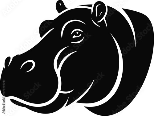 Black hippopotamus head profile animal wildlife