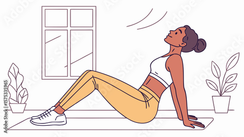 Woman doing seated chest stretch exercise at home for health and wellness and fitness routine workout pose