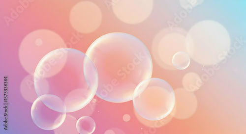 Pastel Bubbles Abstract Background Soft Pink Blue Gradient Design