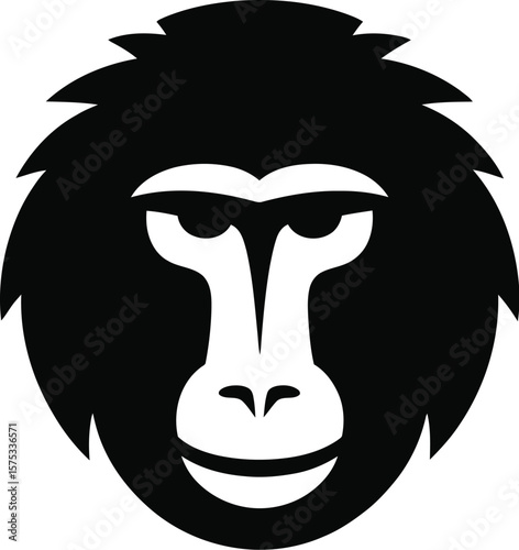 Gorilla face black and white graphic primate animal