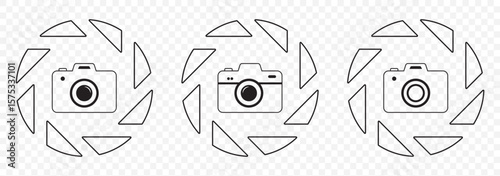 Camera icon set. photo camera in flat style symbol. photography camera line art signs, vector illustration on Transparent Background. EPS 10.