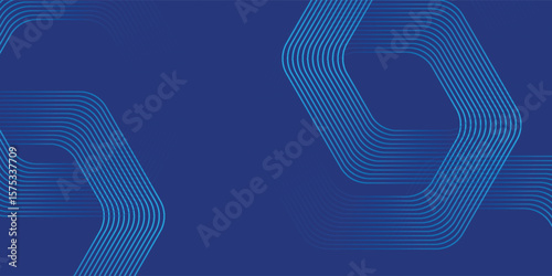 Abstract dark blue background with glowing geometric lines. Modern shiny blue hexagon lines pattern. Technology futuristic concept.