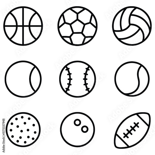 Sports balls collection basketball soccer ball