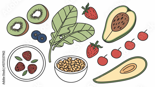 Healthy eating concept featuring fresh fruits and vegetables for balanced diet and nutrition plan