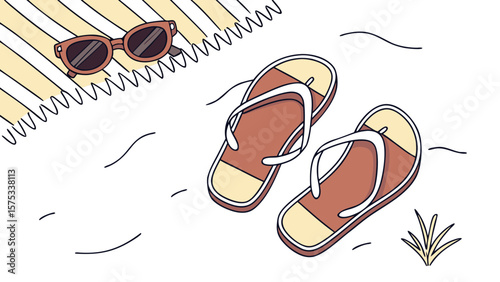 Beach vacation essentials sunglasses flip flops and towel summer holiday accessories for travel plans
