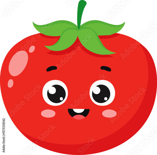 Happy red tomato cartoon vector character illustration