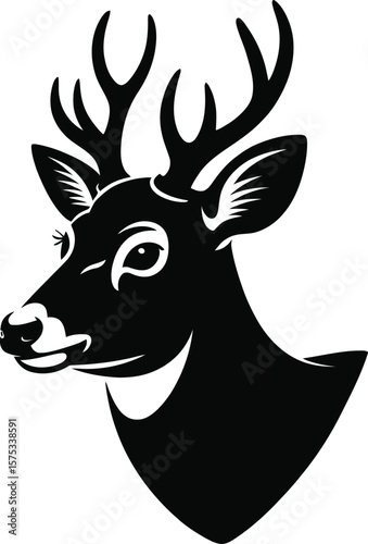 Black deer head with antlers animal wildlife