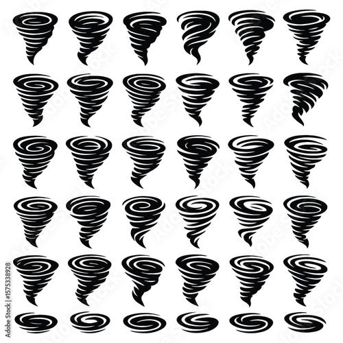 Swirling vortex storm icons tornado cyclone