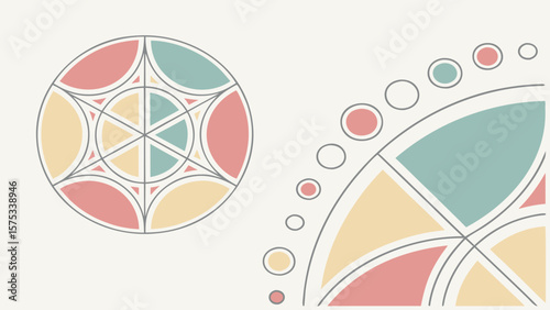 Geometric circle design pastel colors abstract art modern illustration decorative element vector graphic one hundred