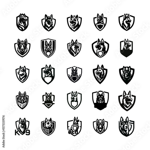 k9 Dog Shield logo icon design illustration