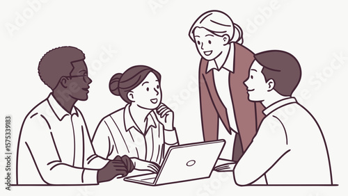 Business team collaboration meeting brainstorming teamwork discussion project planning and laptop presentation