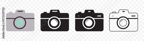 Camera icon set. Photo camera in flat style. Vector on Transparent Background. EPS 10.